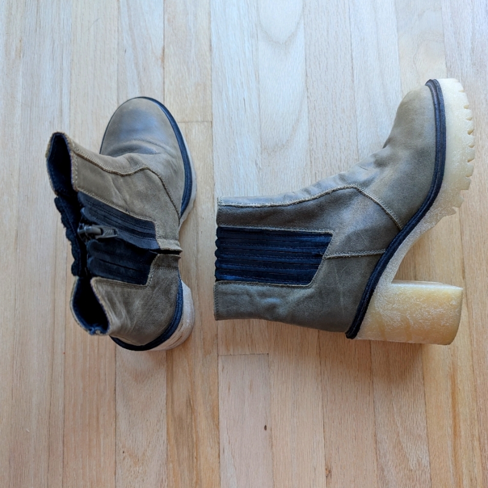 Free People Olive Leather And Gum Rubber Platform Ankle Boots (Size 38.5 / 8)